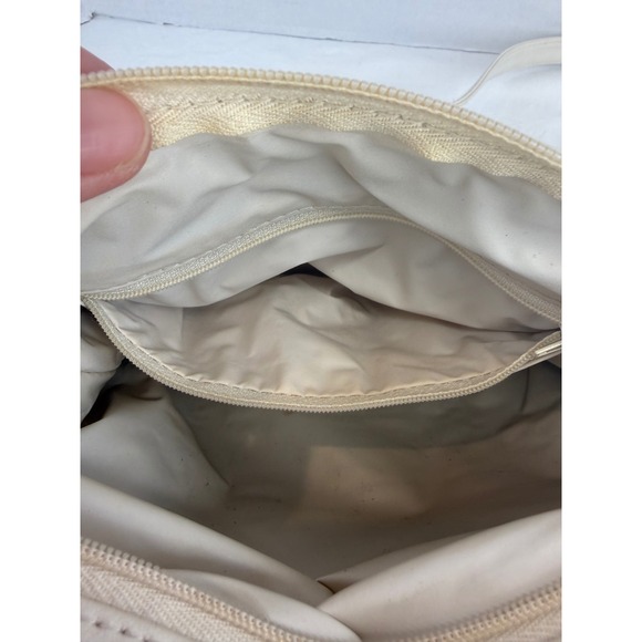 Mitzi Vintage Floral Tapestry Handbag Cream Faux Leather Trim Gold Medallion - Picture 12 of 13